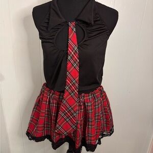 SHEIN Black and Red Plaid Schoolgirl Costume